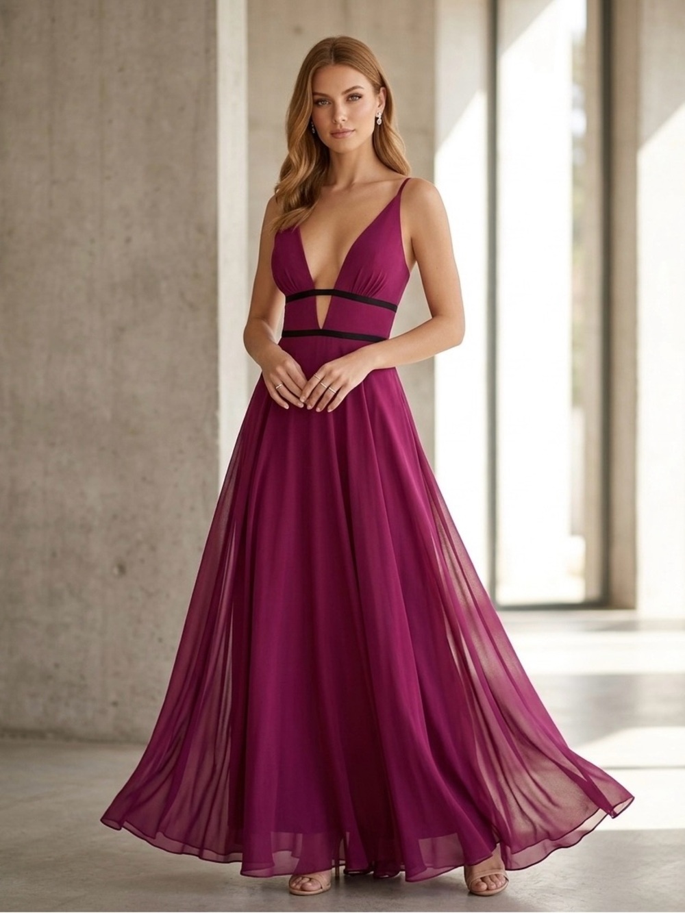 NEW TOPSHOP Women Burgundy Maxi Dress Gown Size 4 Formal Wedding Junior Prom